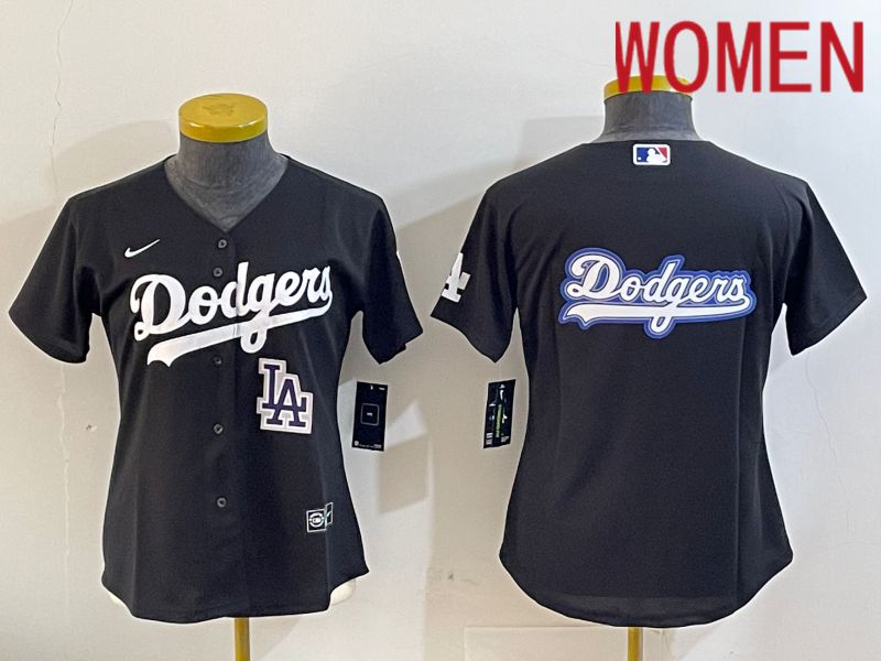 Women Los Angeles Dodgers Blank Black Game 2024 Nike MLB Jersey style 11215